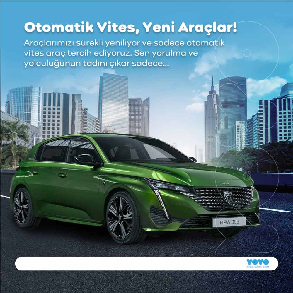 İstanbul'da Günlük Araç Kiralama, Saatlik Araç Kiralama ya da Dakikalık Araç Kiralama... Uygun ve hızlı araç kiralama YOYO'da.  Araç Kiralama Fiyatları için uygulamamızı indiriniz. YOYO ile araç paylaşımının keyfini çıkarın.